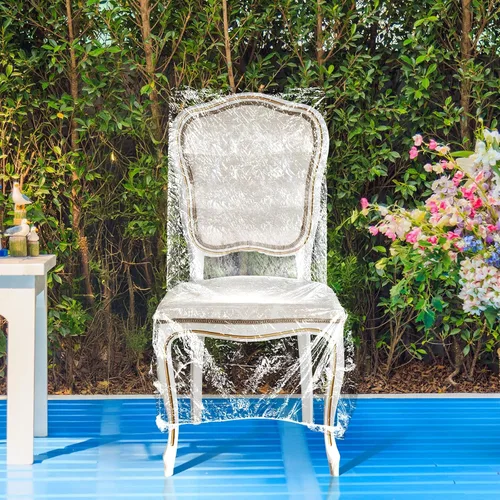 Vista 5 de Remagr 4 fundas de plástico para sillas de comedor, protectores transparentes e impermeables, para asientos de 21 x 20 pulgadas