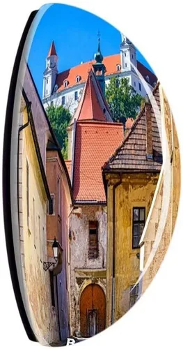 Vista 2 de Old Town Bratislava Eslovaquia Imán de nevera 3D Cristal de cristal turístico Colección de recuerdos de viaje Regalo Fuerte Etiqueta engomada
