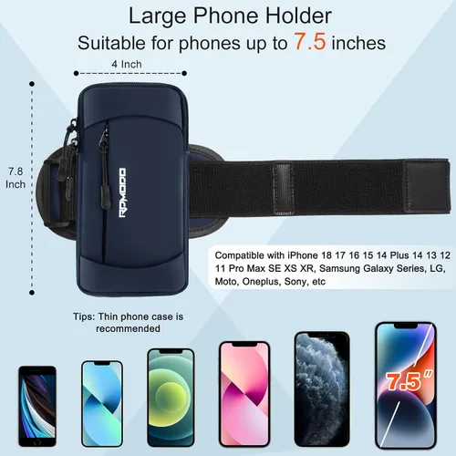 Vista 3 de Soporte para teléfono para correr, soporte para teléfono para iPhone 13, 14, 15, 16 Pro Max, Samsung, brazalete elástico ajustable para teléfono, 2