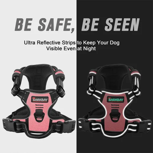 Vista 61 de BARKBAY - Arnés para perro sin tirones con clip frontal, material resistente y reflectante, asa de fácil control para pasear perros grandes