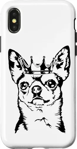 Vista 4 de Funda divertida para iPhone 14 con diseño de Chihuahua orgulloso con corona perro mamá perro