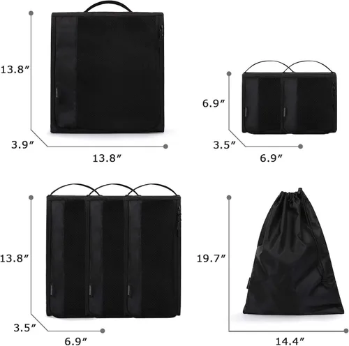 Vista 7 de BAGSMART - Juego de 7 cubos de embalaje para artículos esenciales de viaje, bolsas organizadoras ligeras de equipaje con bolsa para zapatos