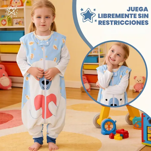 Vista 2 de MICHLEY Saco de dormir con pies y sin mangas para niños pequeños Oso