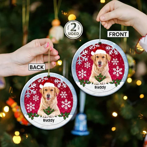 Vista 3 de Adorno de Navidad personalizado Golden Retriever 2023 – Decoraciones colgantes de Navidad – Adorno personalizado de Golden Retriever – Adorno