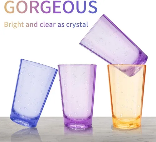 Vista 3 de Vasos irrompibles para beber, vasos de jugo de 5 onzas, vasos de plástico, juego de 6 en 3 colores surtidos