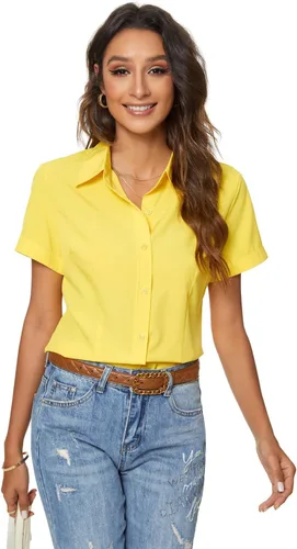 Vista 17 de Camisas de manga corta con botones para mujer, blusa de vestir básica simple