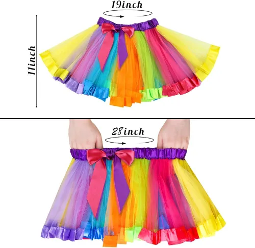 Vista 3 de Koogel 4 tutú para niñas de 2 a 5 años, tutú de 2 capas a lunares, multicolor 2