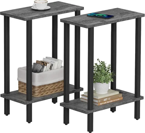 Vista 20 de TUTOTAK Mesa auxiliar pequeña, mesa de extremo estrecho, mesa de sofá delgada, mesita de noche delgada, mesa de sofá, sala de estar, dormitorio Negro