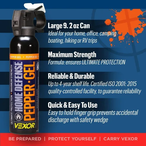 Vista 2 de Vexor Home Defense - Spray de pimienta de gel de 9.2 onzas con rango de 20 pies para una máxima protección contra Zarc™