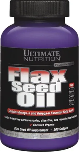 Vista 2 de Ultimate Nutrition Suplemento dietético de aceite de linaza, incluye Omega 3 y 6 ácidos grasos esenciales, apoya la salud cardiovascular