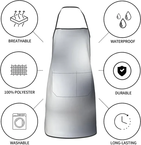 Vista 8 de silvery Chef Apron for Men and Women - Waterproof Kitchen Chef Apron with Pockets, Perfect for Cooking, Salon & More
