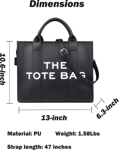 Vista 2 de NEGBIU The Tote Bag para mujer, bolso de mano de piel sintética, bolso cruzado o asa para el trabajo, la escuela (10.6 x 13 x 6.3 pulgadas)