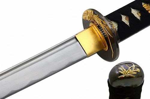 Vista 4 de MAKOTO Espada samurái japonesa Katana afilada hecha a mano, 40 pulgadas (orquídea dorada)