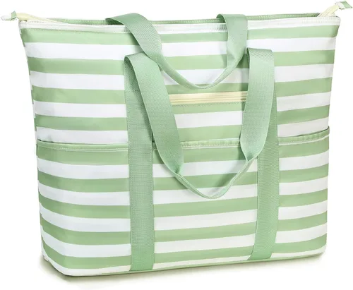 Vista 8 de LEDAOU Bolsa grande de playa para mujer, impermeable, a prueba de arena, con cremallera, bolsa de viaje para gimnasio