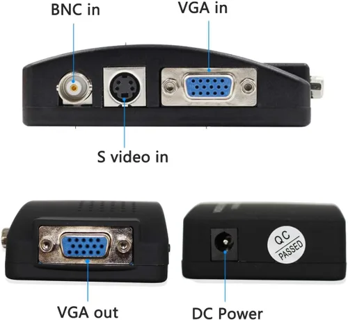 Vista 3 de Wiistar BNC a VGA Convertidor de Video Adaptador Compuesto S-Video PC Entrada a VGA Monitor Salida para DVR DVD PC TV Monitor