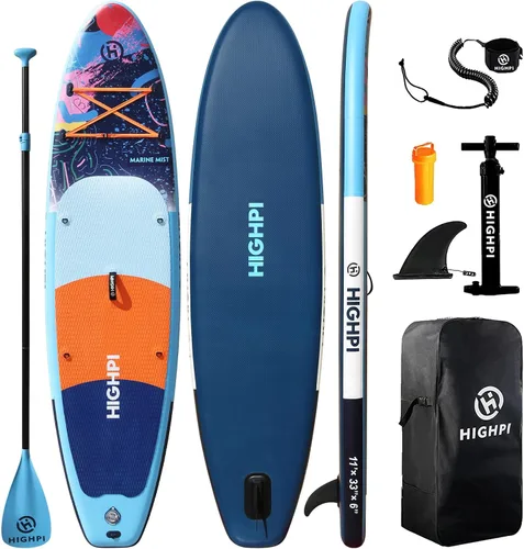 Vista 8 de Highpi Inflatable Stand Up Paddle Board for Youth and Adults – Wide Sup with Premium Accessories, Blow Up Paddleboard for Surfing, Fishing, Yoga &