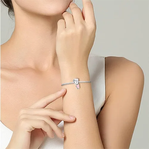 Vista 7 de LongLuck Amante romántico, doble dije para pulsera Pandora, dije de plata de ley 925 para mujer, pulsera y collar, joyería de bricolaje