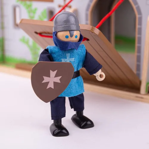 Vista 7 de Bigjigs Toys Wooden Knights Juego de figuras medievales para niños Juego de acción para juegos de rol de castillo Figuras con accesorios