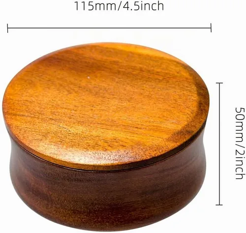 Vista 3 de Grandslam Tazón de madera para afeitar con tapa Jabón de afeitar para Marrón