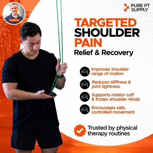 Vista 3 de PurePT - Polea de hombro prémium para terapia física, nailon de alta calidad y asas fuertes, entrenamientos guiados por expertos gratuitos, polea