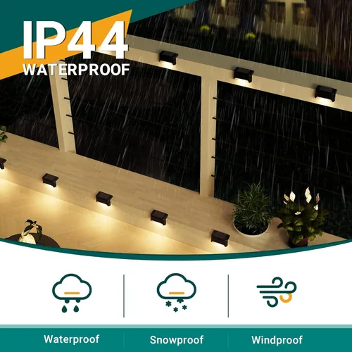 Vista 4 de SOLPEX - Luces solares para cubierta al aire libre, impermeables, paquete de 12 unidades, luces LED para escalones, terraza, vallas, patios