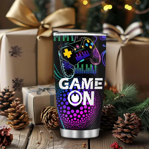 Vista 3 de Jekeno Taza de Jugador para Chicos - Taza de Juego de 20oz de Acero Inoxidable para Niños, Adolescentes, Hombres, Hijo, Papá, Novio, Esposo, Padre