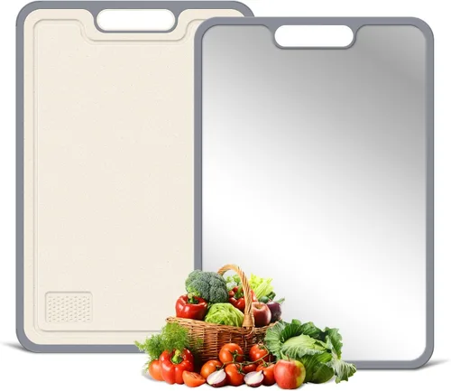 Vista 8 de Tabla de cortar de acero inoxidable, tablas de cortar de doble cara para cocina, SUS 316 Tabla de cortar de acero inoxidable no tóxica de grado