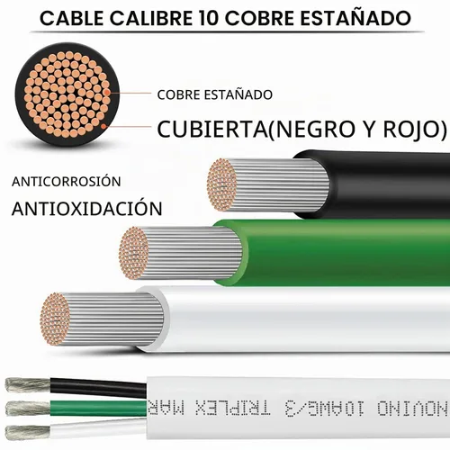 Vista 2 de Cable marino 10/3 calibre 10 Cable de grado marino 10/3 AWG Cable triple de 10 pies