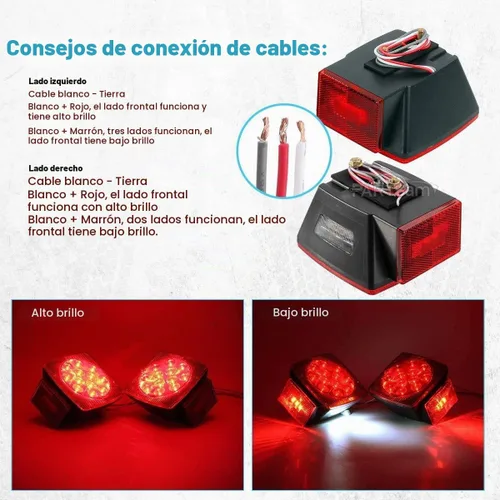 Vista 6 de Partsam Kit de luces sumergibles para remolque de 12 V, kit de LED cuadrado + barra de luz de identificación roja/ámbar de 14 pulgadas + luces