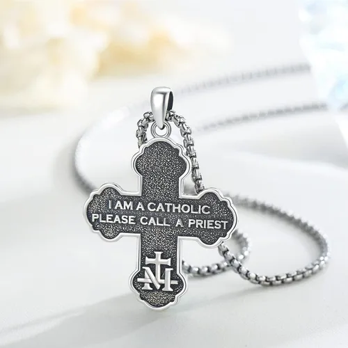 Vista 5 de Collar con colgante de San MiguelSan CristóperSan SebastiánGuadalupeÁngel de la GuardaSanta MuerteJudeJoseph para hombres y mujeres, plata de ley