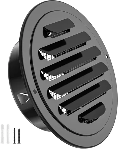 Vista 11 de Rejillas de ventilación de acero inoxidable de 10 cm, HG Power, cubierta redonda con malla de pantalla, rejilla de ventilación de aire para pared