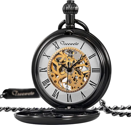 Vista 4 de Reloj de bolsillo mecánico de dragón antiguo con cadena