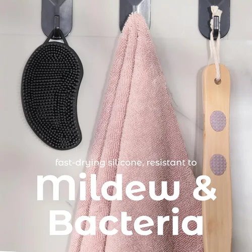 Vista 7 de MainBasics - Limpiador corporal de silicona de doble cara, negro, masaje Limpiador de ducha con nodos de masaje, alternativa de esponja