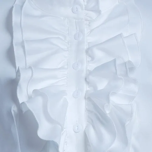Vista 4 de Blusa gótica victoriana con volantes y cuello alto de encaje con linterna de manga larga