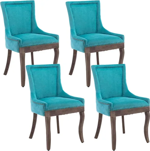 Vista 13 de Aoowow - Juego de 2 sillas laterales tapizadas vintage de tela, sillas de cocina y comedor de estilo campestre con patas de madera maciza y Tela