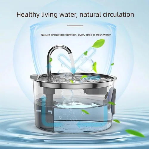 Vista 4 de Pawdrate - Fuente de agua para perros de 3.2L/108 onzas, dispensador automático ultrasilencioso de agua para mascotas con ventana de agua, cuenco