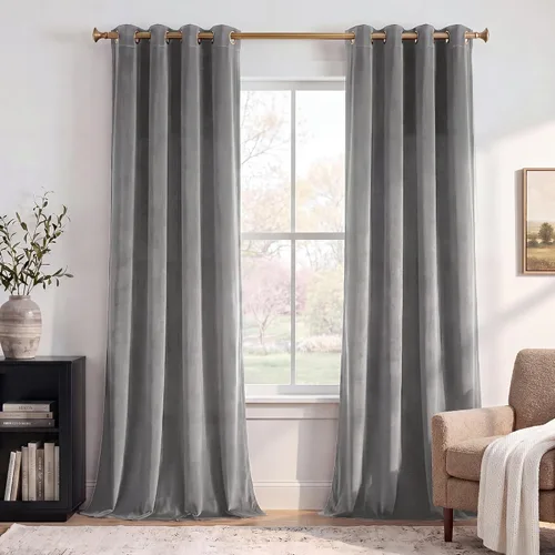 Vista 41 de StangH Cortinas de terciopelo gris de 84 pulgadas para oscurecer la habitación, con aislamiento térmico, cortinas gruesas y pesadas para sala