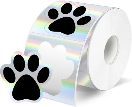 Vista 8 de STARLIBOO Paw Print Stickers, 1.5 inch Dog Paw Stickers, 600pcs Puppy Paws Sticker, Clues Paws Print Sticker(Perforation Line/Black)