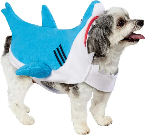 Vista 6 de Rubies Costume Company, Disfraz de tiburón para mascotas, S, Azul, blanco