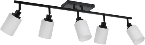 Vista 8 de TODOLUZ Accesorios de iluminación de riel para techo, 3 luces de níquel cepillado para pared de techo con vidrio blanco ópalo, base de bombilla E26