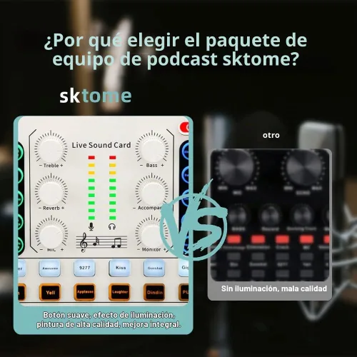 Vista 3 de Paquete de equipo de podcast, BM-800 - Paquete de micrófono para podcast, cambiador de voz con brazo de micrófono, micrófono condensador de estudio