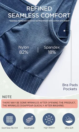Vista 5 de ODODOS Sujetador deportivo sin costuras con cuello cuadrado para mujer, camiseta sin mangas acanalada, casual, espalda baja