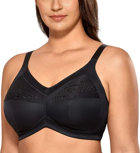 Vista 2 de DELIMIRA Bralette de algodón para mujer, con bolsillos para mastectomía, sin varillas, poscirugía, talla grande, para dormir