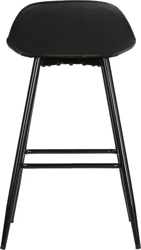 Vista 6 de Cortesi Home Taburetes de lluvia en piel sintética negro carbón, base negra (juego de 2)