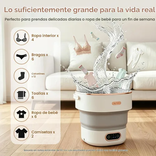 Vista 2 de Lavadora portátil de 20 litros, mini lavadora plegable y secadora giratoria con 3 modos, pequeña lavadora para RV, camping, dormitorio, apartamento