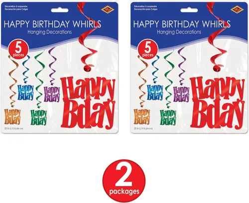 Vista 5 de Beistle 10 piezas de plástico metálico colorido feliz cumpleaños colgantes espirales espirales decoraciones de fiesta