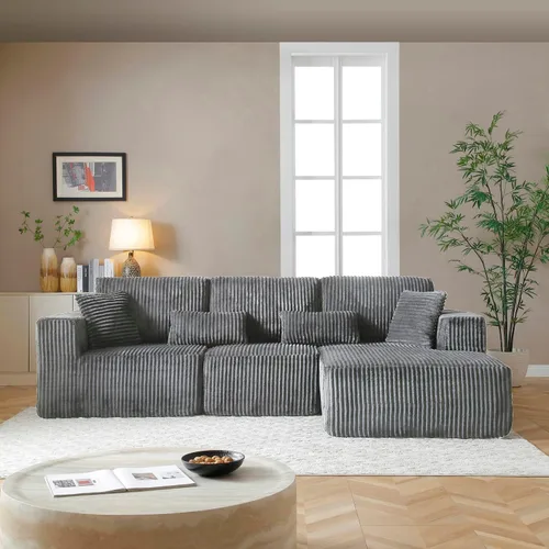 Vista 10 de Sofá seccional modular de 110", sofá seccional Cloud con asiento profundo, sofás tapizados sin huesos para sala de estar, sofá modular moderno