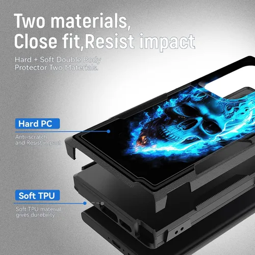 Vista 558 de Funda para Galaxy A14 5G, resistente de doble capa híbrida de policarbonato duro, goma suave, a prueba de golpes, funda protectora resistente