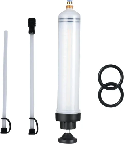 Vista 5 de Bomba Extractor de Líquido 500CC Manual Automotriz - Jeringa de Aceite de 2 Mangueras con Potente Succión Multiusos, Ideal