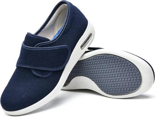 Vista 7 de W&LESVAGO Zapatillas para caminar diabéticas de ancho ancho ancho para mujer con cojín de aire, ligeras y ajustables para artritis pies hinchados